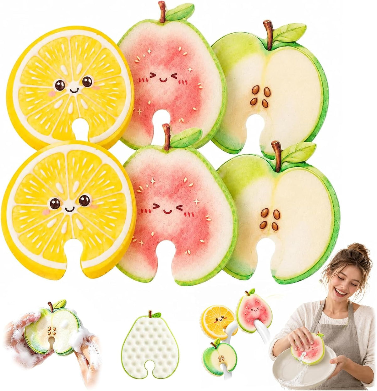 Cute Fruit‑Shaped Dishwashing Sponge | No‑Scratch Kitchen Scrubber 🍓
