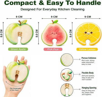 Cute Fruit‑Shaped Dishwashing Sponge | No‑Scratch Kitchen Scrubber 🍓