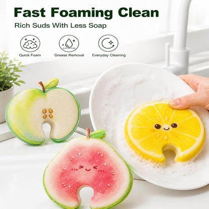 Cute Fruit‑Shaped Dishwashing Sponge | No‑Scratch Kitchen Scrubber 🍓