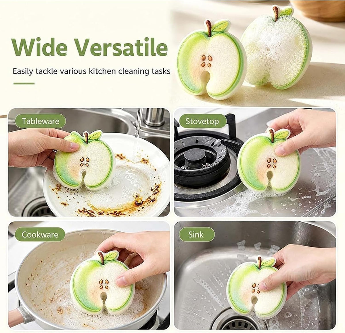Cute Fruit‑Shaped Dishwashing Sponge | No‑Scratch Kitchen Scrubber 🍓