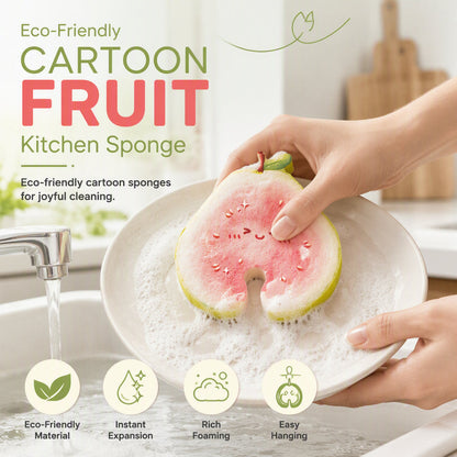 Cute Fruit‑Shaped Dishwashing Sponge | No‑Scratch Kitchen Scrubber 🍓